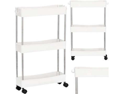 Kadeřnická kosmetická pomůcka univerzální skříňový vozík na kolečkách bílý HL-6413-WHITE