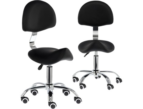 Kosmetická sedlová stolička s opěradlem židle černá