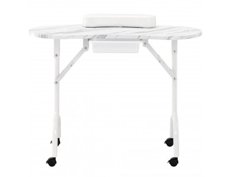 Skládací kosmetický stolek na manikúru mobilní bílý MT-017F-WHITE - 4
