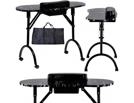 Skládací kosmetický stolek na manikúru mobilní černý MT-017F-BLACK