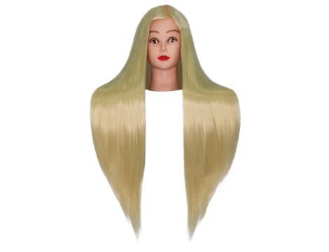 Cvičná hlava Ilsa Blond 60 cm, termální vlasy + rukojeť, kadeřnická česací hlava, cvičební hlava - 2