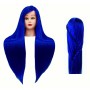 Cvičná hlava Ilsa Blue 80 cm, termální vlasy + rukojeť, kadeřnická česací hlava, cvičební hlava - 2