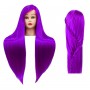 Cvičná hlava Ilsa Purple 80 cm, termální vlasy + rukojeť, kadeřnická česací hlava, cvičební hlava - 2