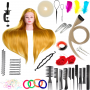 Cvičná hlava Ilsa Blond 90 cm, termální vlasy + rukojeť, kadeřnická česací hlava, cvičební hlava