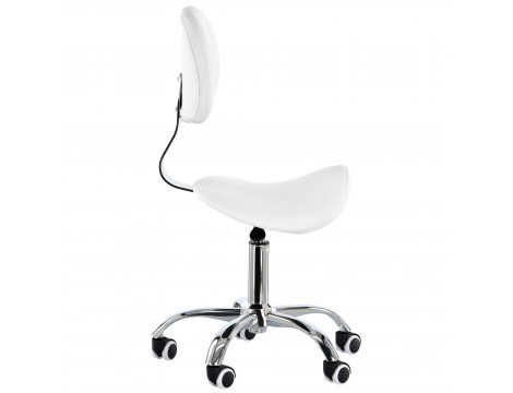 Taboret kosmetický sedlo s opěradlem bílá židle - 3