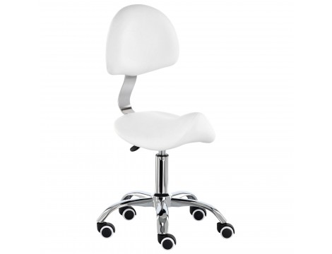 Taboret kosmetický sedlo s opěradlem bílá židle - 2