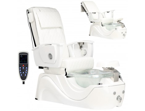 Elektrické kosmetické křeslo s masáží pro pedikúru nohou v lázeňských salonech bílý
