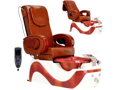 Elektrické kosmetické křeslo s masáží pro pedikúru nohou v lázeňských salonech hnědý