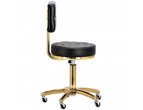 Kosmetický taburet s opěrkou, černý otočný kadeřnický židle do salonu. - 3