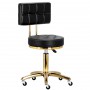 Kosmetický taburet s opěrkou, černý otočný kadeřnický židle do salonu. - 2