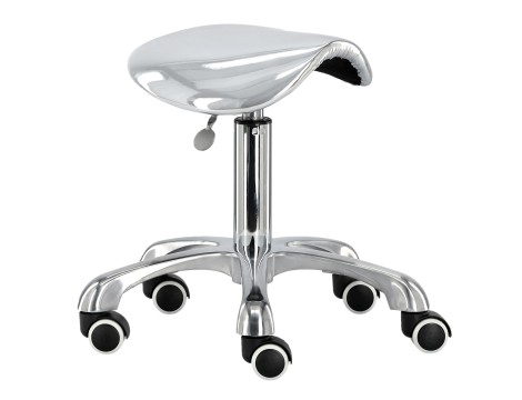 Stolička kozmetická kadeřnická sedlo stolička hoker SPA mobilní stříbrný - 2