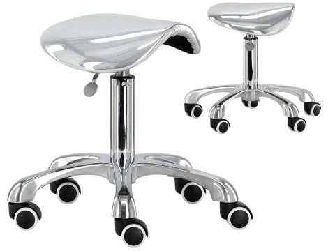 Stolička kozmetická kadeřnická sedlo stolička hoker SPA mobilní stříbrný