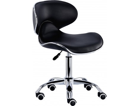 Kosmetická stolička s opěradlem černá zakřivená kadeřnická stolička - 2